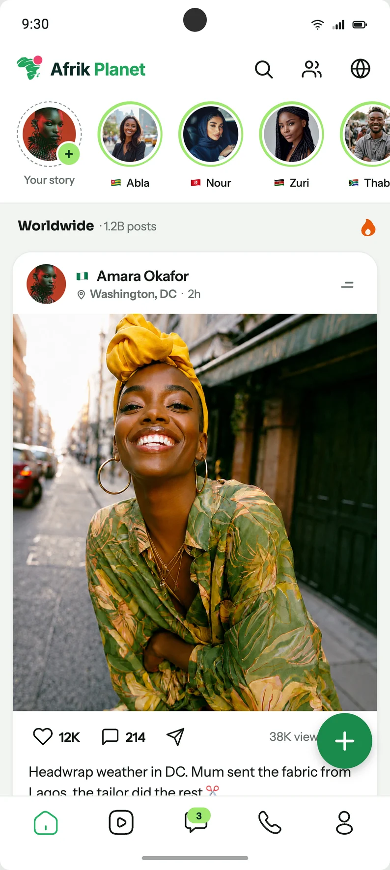 Afrik Planet home feed showing posts from across the diaspora